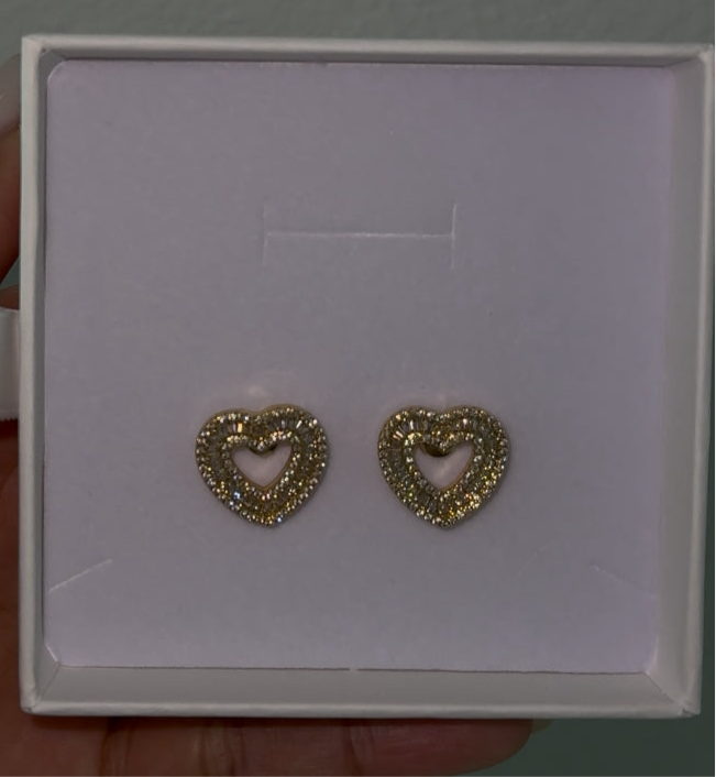 Gold heart stud earrings