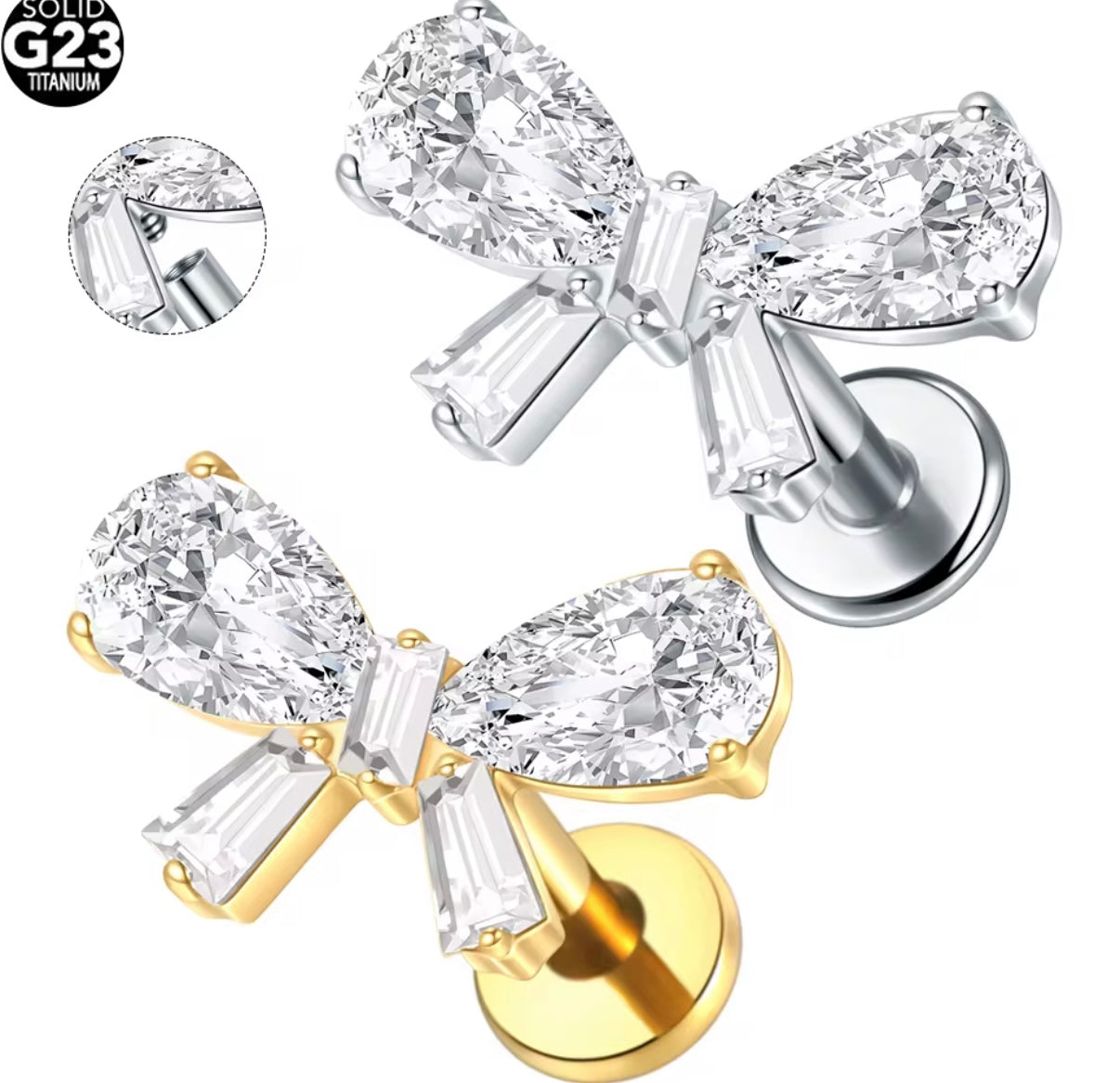 Crystal Bow Single Stud