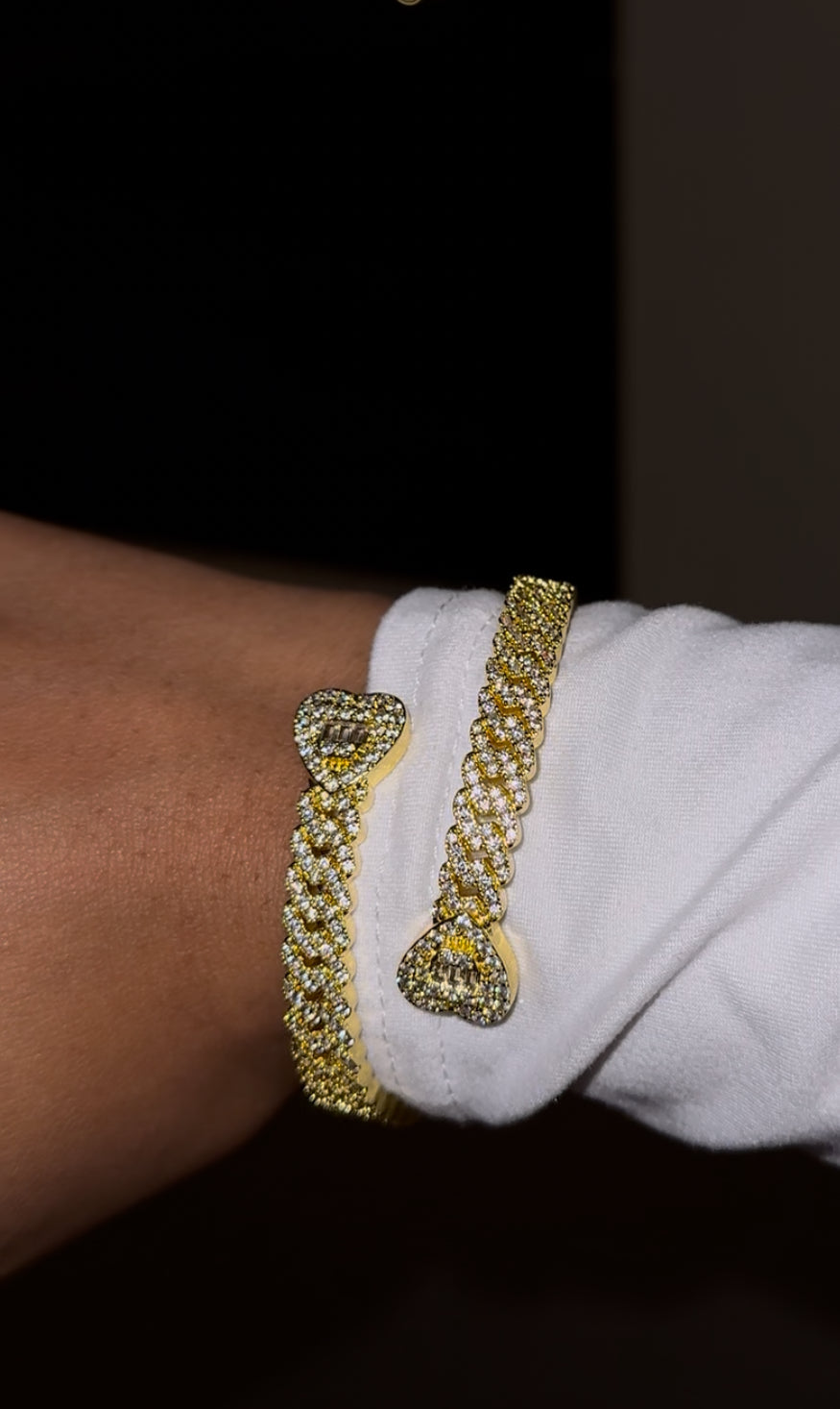 Double Heart Cuban Link Bracelet