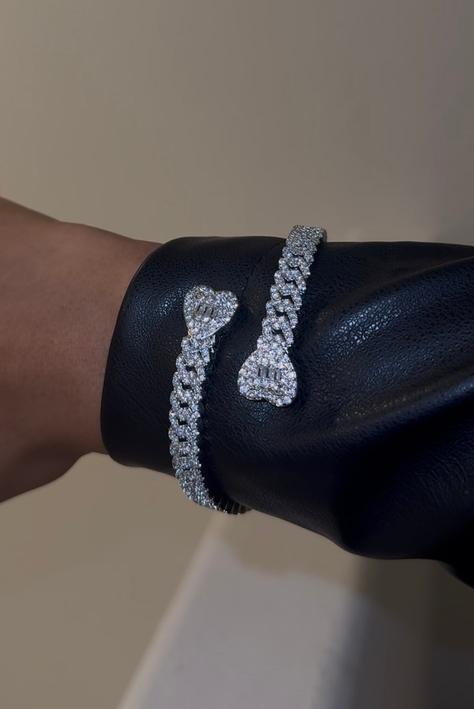 Double Heart Cuban Link Bracelet