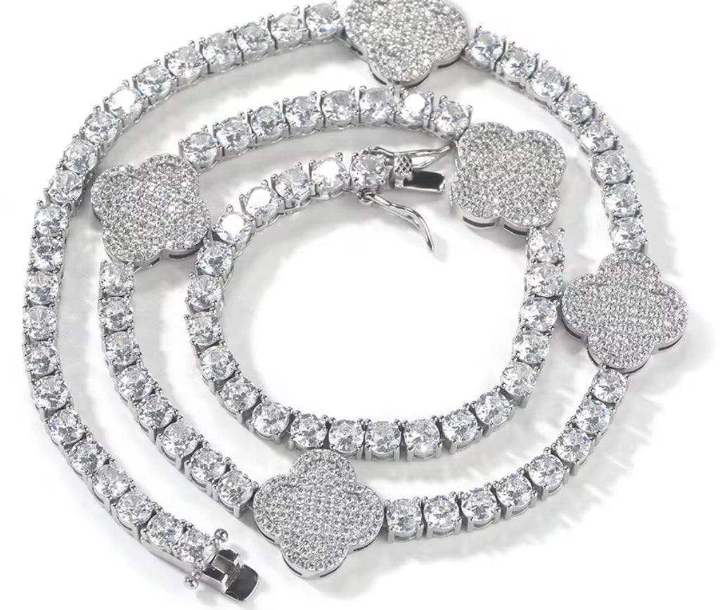 Tennis Silver Clover Bracelet