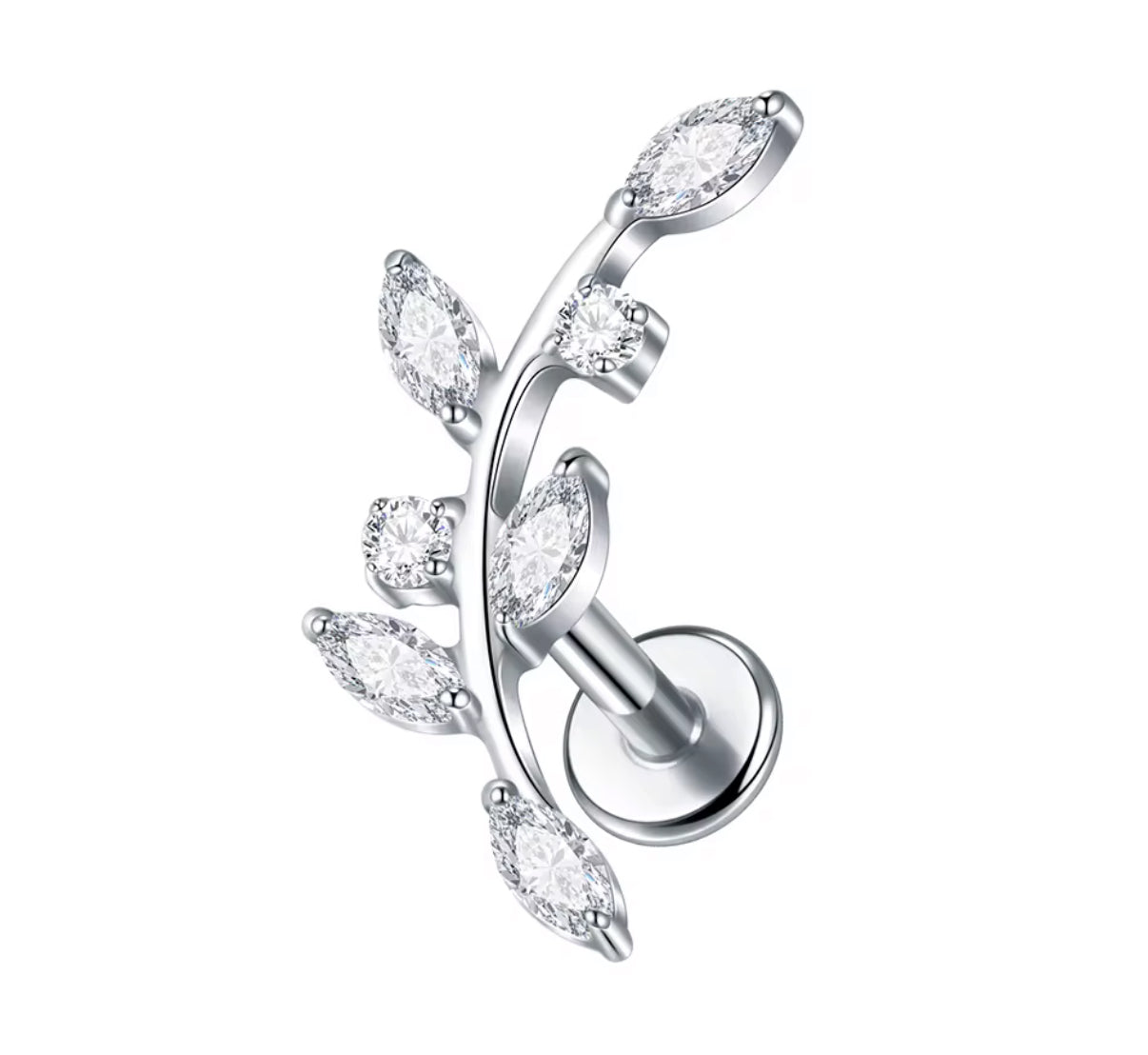 Crystal Leaf Single Stud