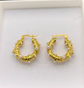 Honeycomb pearl circle earrings