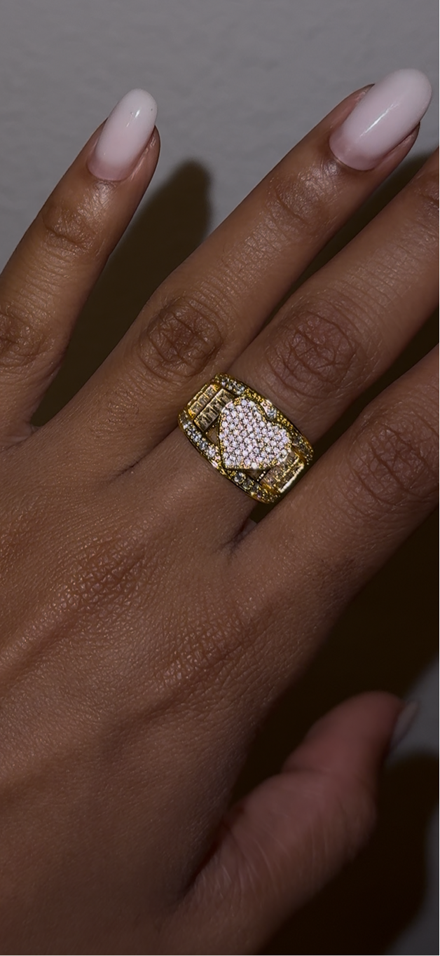 Gold Heart Diamond Ring