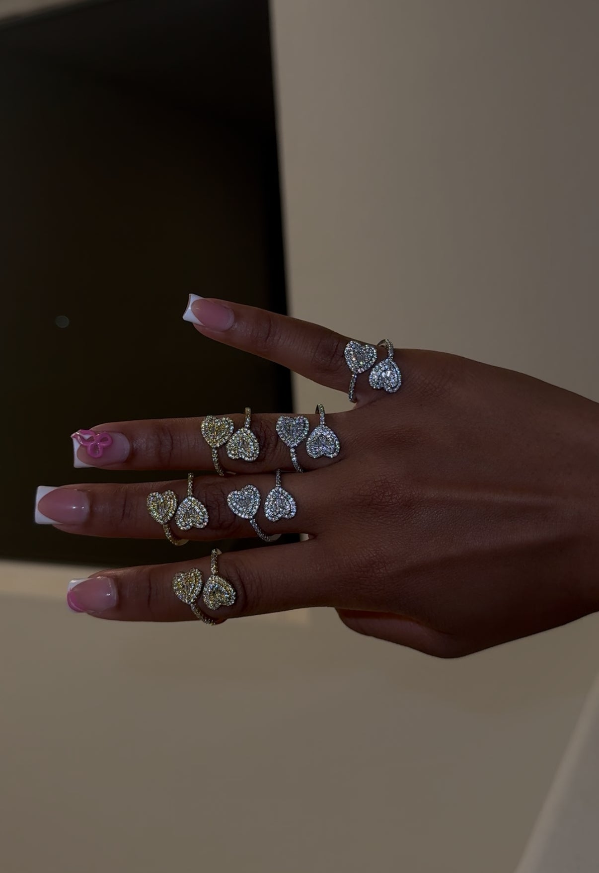 Gold Diamond Double Heart Ring