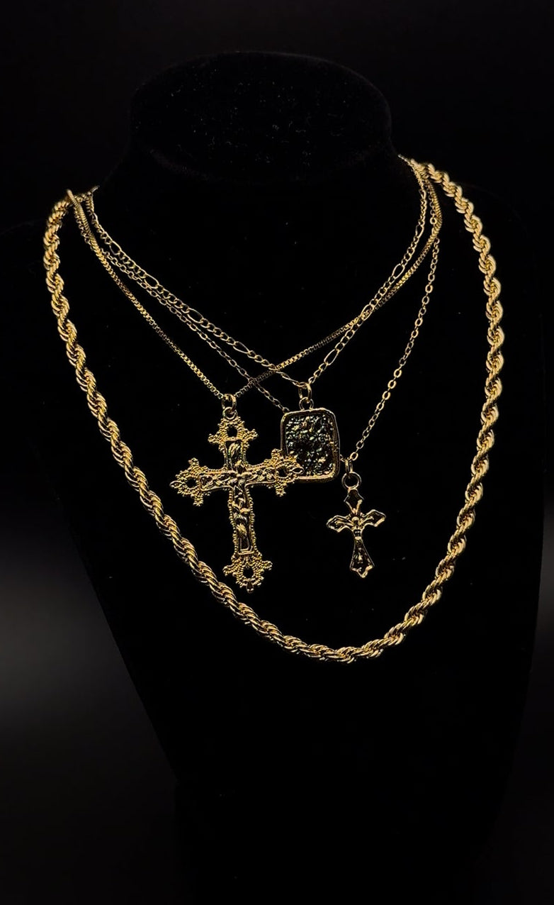 Stacked cross necklace
